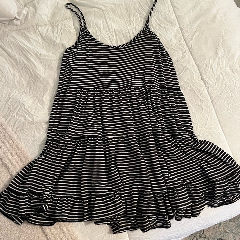 black and white stripped dress